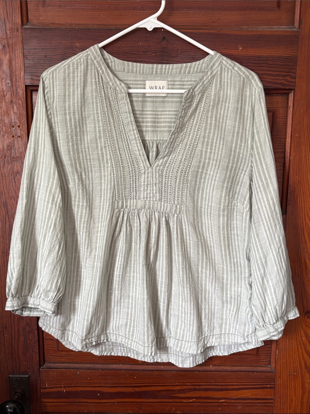 Wrap London Smocked Cotton Blouse Size 8